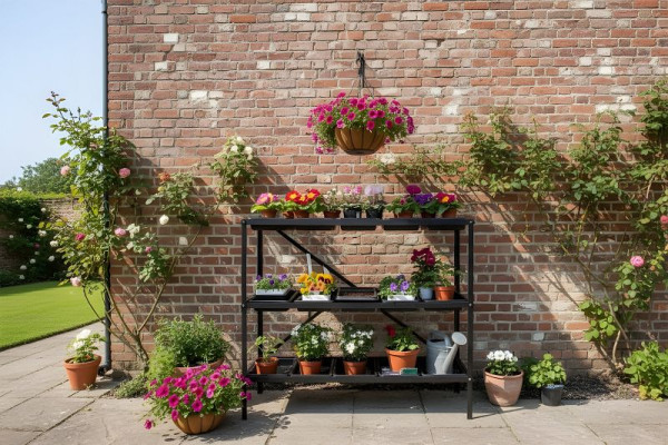 Halls Gestell für Anzuchtschalen - 3 Sektionen – Schwarz - 119 x 40 cm, 70686BK