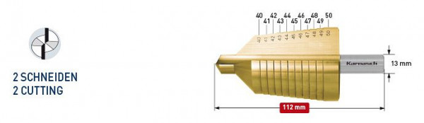 Karnasch Stufenbohrer HSS-XE TIN d=40-50mm, 213020