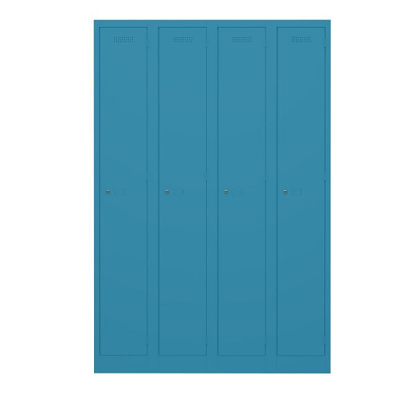 Bisley Garderobenschrank Primary Locker, 4 Abteile, 686 azur, PL3050Q1686