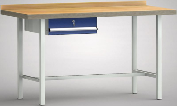 KLW Standard-Werkbank - 1500 x 700 x 840 mm L x T x H, Einzelschublade 150 mm Fh-EA, links, WS001N-1500M40-E7001