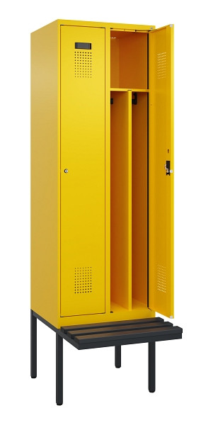 C+P Spind Evolo PLUS, 2 Abteile, 2120x600x815mm, 1023/1023, Zylinderschloss, Material Sitzfläche Kunststoff, 0490407-20F S10102