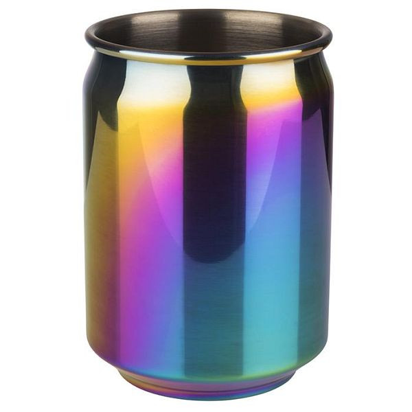 APS Becher -COOL-, Ø 7,5 cm, Höhe: 10,5 cm, 18/8 Edelstahl, Regenbogen-Look, Volumen: 0,35 Liter, 93374