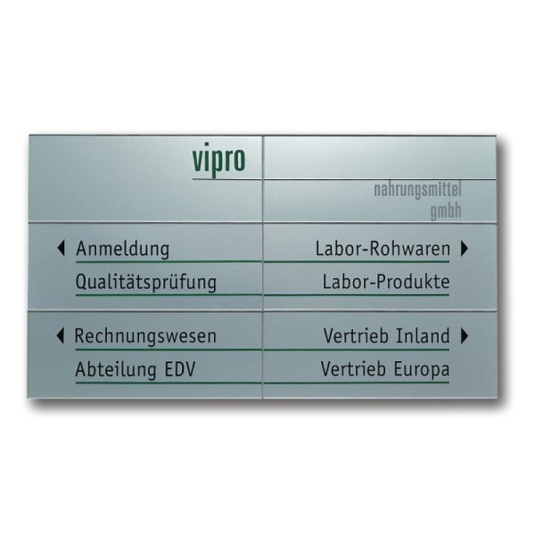 Stein HGS Wegweiser -Unitex L-, 450 x 75 mm, Deckenmontage mit Abhängung aus Zierkette,silber, 21754-04