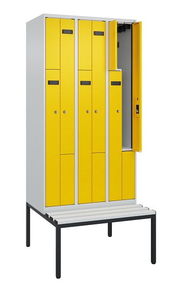 C+P Z-Spind Evolo PLUS, 6 Fächer, 2120x900x815mm, 7035/1023, Zylinderschloss, Material Sitzfläche Kunststoff, Sitzbank, 0490537-306 S10077