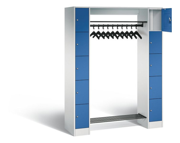 C+P Offene Garderobe Serie 8070, H1950xB1430xT480mm, Farbe: Lichtgrau / Enzianblau, 80710-00 S10005