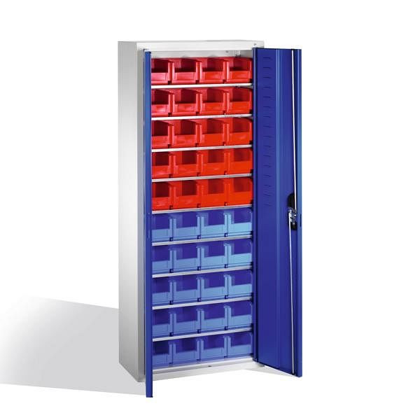 C+P Magazinschrank Serie 13, H1690xB700xT300mm, Farbe: Lichtgrau / Enzianblau, Muldengriff, 133413-22 S10028