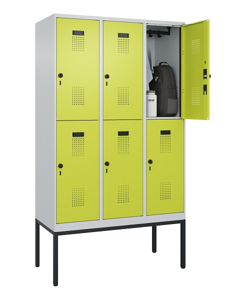 C+P Doppelstock-Spind Evolo PLUS, Gestell, 6 Fächer, 2120x1200x500mm, 7035/0024, Drehriegel, 0493307-32 S10015