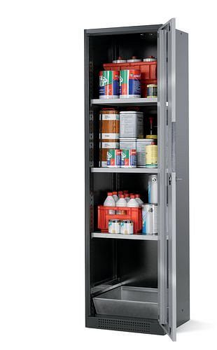 asecos Chemikalienschrank Systema CS-53RG, Korpus anthrazit, silber, 3 Einlegeböden und Bodenwanne, 202652