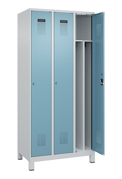 C+P Spind Evolo PLUS, mit Füßen, 3 Abteile, 1950x900x500mm, 7035/0010, Verschluss Zylinderschloss, 049010-30F S10036