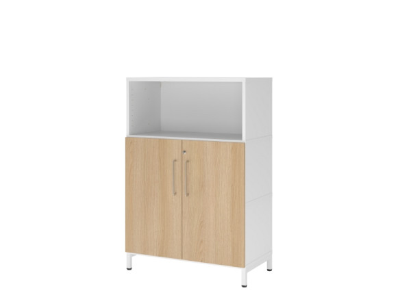 Hammerbacher Regal/Türen, 3OH, Sockel, weiß/eiche, VFW38T2KU/W/E/BS