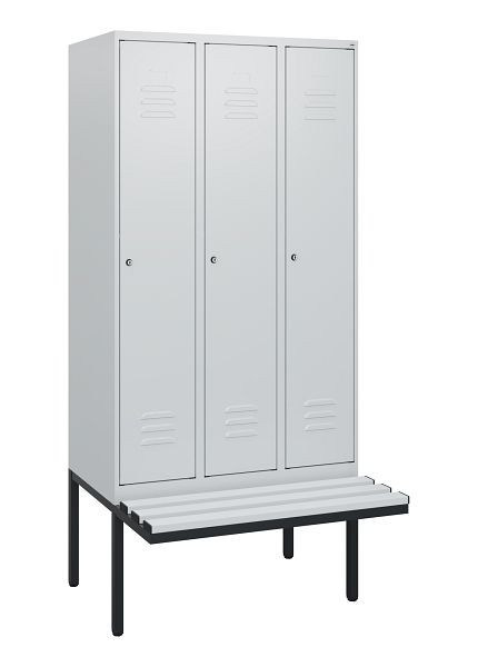 C+P Umkleidespind Classic PLUS, 3 Abteile, 1950x900x815mm, 7035/7035, Zylinderschlösser, 0800405-30 S10054