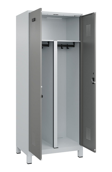 C+P PSA Schwarz-Weiß-Spind Evolo PLUS, mit Füßen, 2 Abteile, 1950x800x500mm, 70, Frontfarbe 0005000 RDS Stahlgrau, Zylinderschloss, 049012-22P S10041