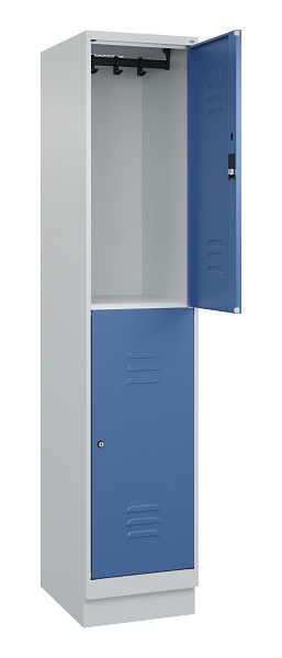 C+P Doppelstock-Spind Classic PLUS, Sockel, 1 Abteil, 1950x400x500mm, 7035/5023, 080320-12 S10020