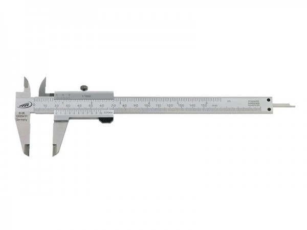 HELIOS PREISSER Taschenmessschieber, rostfreier Stahl, verchromt, Festellschraube, 1/20 mm, Messbereich 0 - 100 mm, 185500