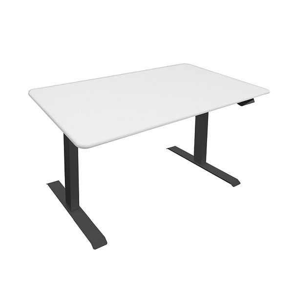 HOME DELUXE Höhenverstellbarer Schreibtisch elektrisch LUMINA - 160 x 80 cm Weiß mit schwarzem Gestell, 51039