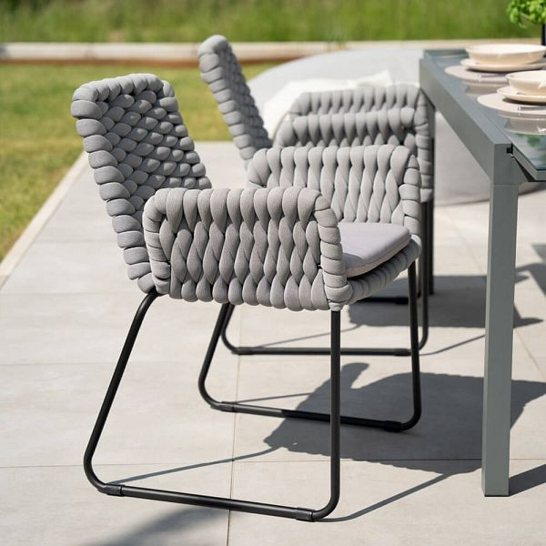 HOME DELUXE Gartenstuhl aus Seilgeflecht BALERO Hellgrau, 4er Set, 73110