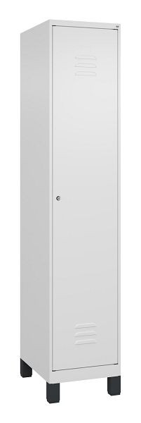 C+P Umkleidespind Classic PLUS mit Mitteltrennwand, Füße, 1950x400x500mm, 9016/9016, Zylinderschloss, 080010-12F S10005