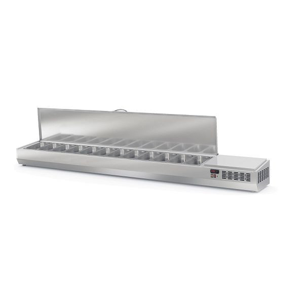 Vaiotec TOPLINE Kühlaufsatz mit Edelstahldeckel 12xGN1/4, 2545 x 336 mm, 11900