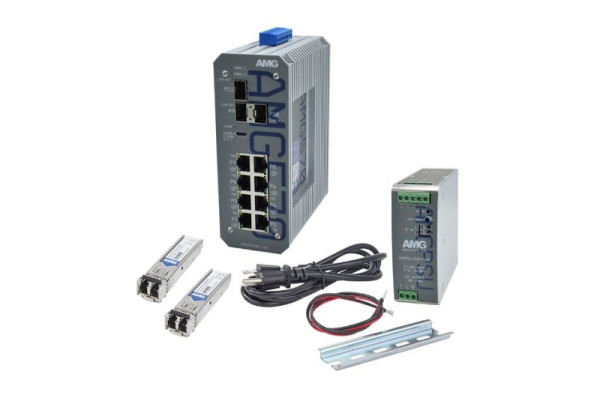 AMG Systems Industrieller 11 Port Managed PoE Switch Kit, PoE Budget (gesamt): 360 W, PoE Standard: PoE+, AMG570-4GBT-4G-3S-P360-KM1