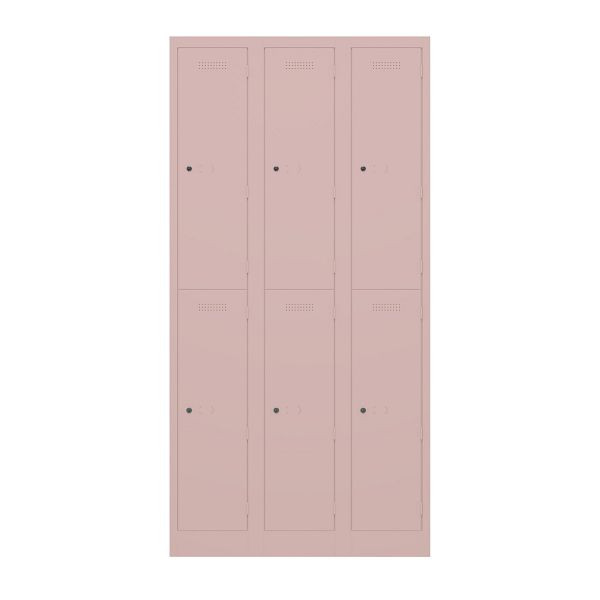 Bisley Garderobenschrank Primary Locker, 3 Abteile mit je 2 Fächern übereinander, 620 pastellpink, PL3050T2620