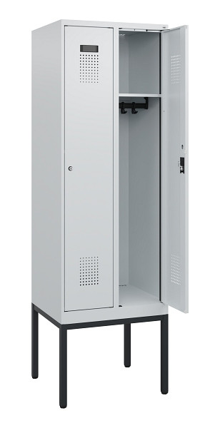C+P Spind Evolo PLUS, Gestell, 2 Abteile, 1950x600x500mm, 7035/7035, Zylinderschloss, 0490305-20 S10040