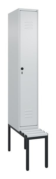 C+P Umkleidespind Classic PLUS mit Mitteltrennwand, Bank, 2120x300x815mm, 7035/7035, Drehriegel, 0800507-10F S10039