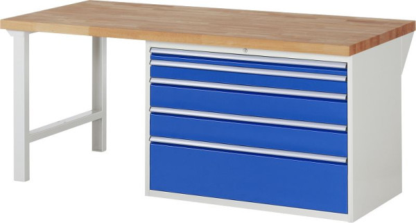RAU Werkbank Serie 7000 - Baukasten-Bauweise, Unterbau-Container (5x XXL-Schublade), 2000x840x900 mm, 03-7711A1-209B4S.11