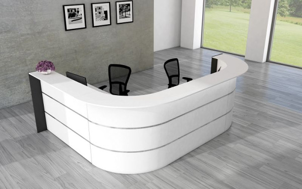 Kerkmann Bari L-Theke für 1-2 Personen, B 3350 mm x T 2350 mm x H 1120 mm, Farbe: weiß/anthrazit, 21356710