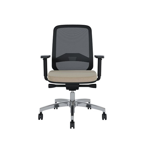 Bisley Bürodrehstuhl Bali, Rückenlehne aus Netzbezug, Mit Armlehnen Aluminiumfußkreuz, TN9111 warm grey, BALIALRT0015TN9111