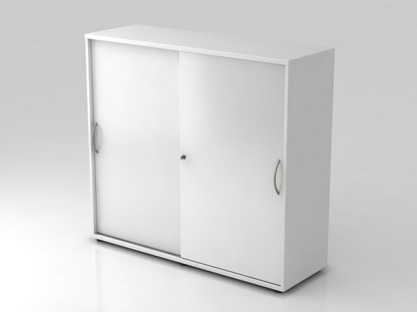 Hammerbacher Schiebetürschrank 3OH 120cm Bogengriff Weiß/Weiß, 120x40x110 cm (BxTxH), V1753S/W/W/BM