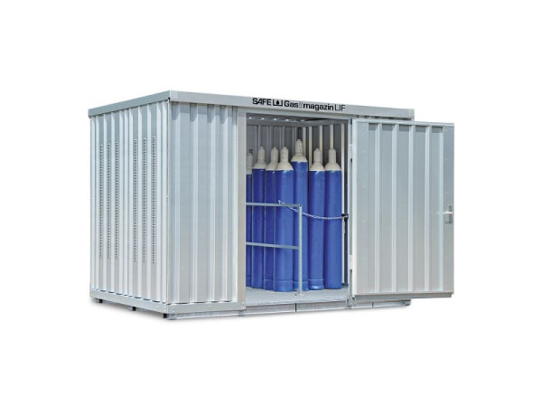 SÄBU SAFE Gasmagazin 348 LIF, verzinkt, montiert, mit Gitterrostboden, 3.050 x 2.170 x 2.250 mm, F11766-F911