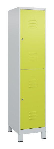C+P Doppelstöckiger Spind Classic PLUS, Füße, 1800x400x500mm, 7035/0024, Zylinderschlösser, 0803107-12 S10025