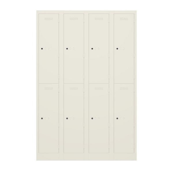 Bisley Garderobenschrank Primary Locker, 4 Abteile, je 2 Fächer, 625 reinweiß, PL3050Q2625