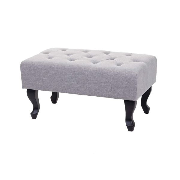 Mendler Ottomane Chesterfield, Sitzhocker Fußablage Hocker, wasserabweisend Stoff/Textil 39x77x47cm, grau, 69727