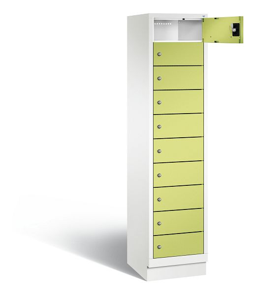 C+P Schließfachschrank Evolo, H1850xB420xT500mm, Farbe: Verkehrsweiß / Viridingrün, 48020-1210 S10161