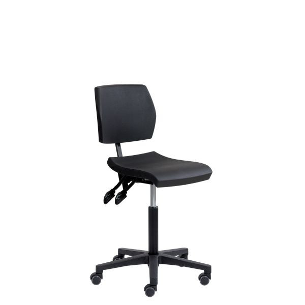 SOFAME Arbeitsstuhl ERGOSLIM mit Rollen, Sitzhöhe 42-56 cm, mit Sitztiefenverstellung, Polyamid-Fußkreuz, W050100027