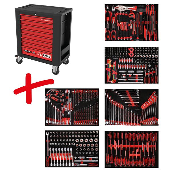 KS Tools PERFORMANCEplus Werkstattwagen-Satz P15, mit 399 Werkzeugen und 6 Schubladen, 815.6399