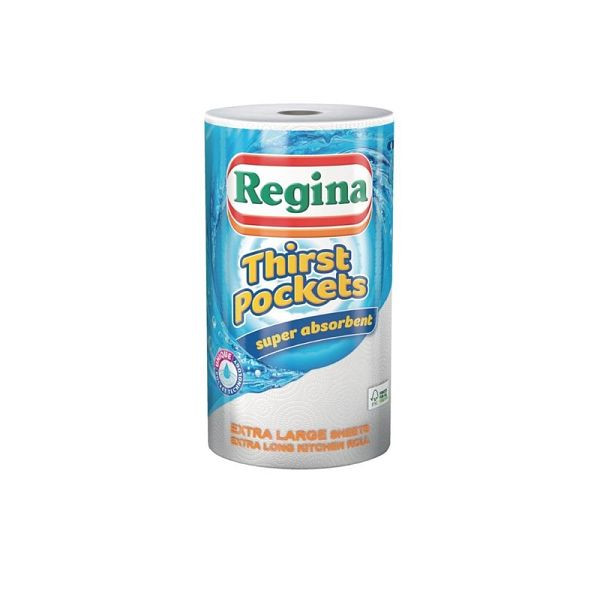 Regina Thirst Pockets Küchenrolle, VE: 6 Stück, 100 Blätter pro Rolle, CT325
