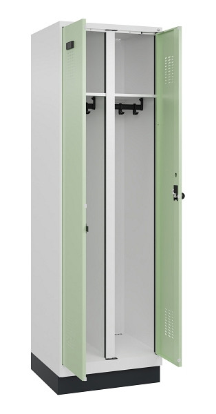 C+P Schwarz-Weiß-Spind Evolo PLUS, mit Sockel, 2 Abteile, 1950x600x500mm, 9016/6, Drehriegel, 049022-20 S10019