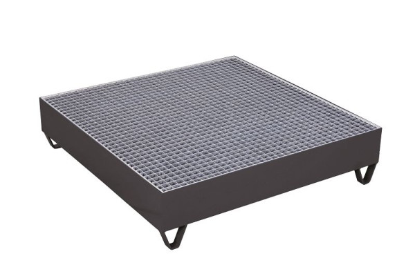 VARIOfit Auffangwanne mit Gitterrost für 4 Fässer a 200 Ltr, Außenmaße: 1.200 x 1.200 x 285 mm, RAL 7016 anthrazitgrau, aw-120.000/AG