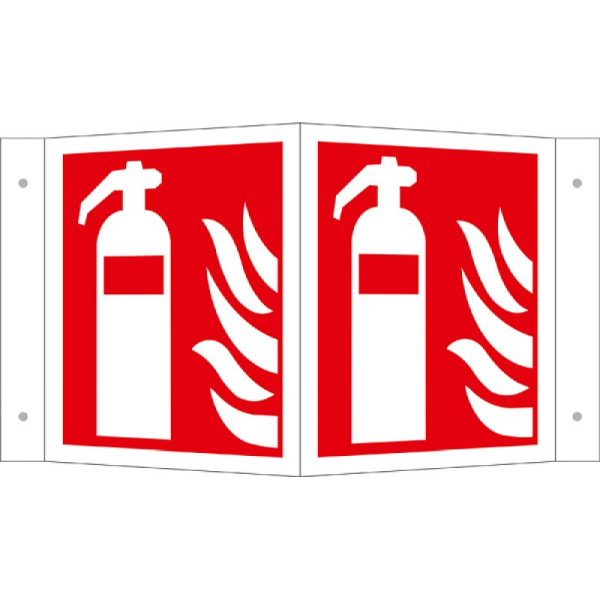 Stein HGS Winkel- und Fahnenschild, Feuerlöscher, 300 x 300 mm / Fahnenschild, Kunststoff, beschichtet, langnachleuchtend, 44.a5037