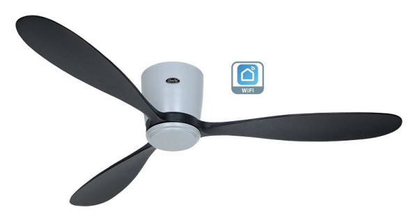 CasaFan Deckenventilator Eco Plano Wood Lack lichtgrau-Massivholz Lack schwarz WiFi, 313299W