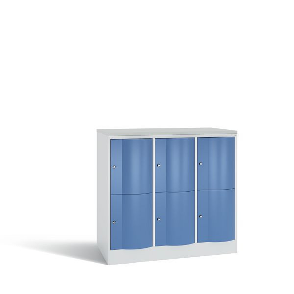 C+P XL-Schließfachschrank, 6 Fächer,H1077B1148T640mm,Grau/Fernblau/DBSHellgrau, 8472-373 S10113