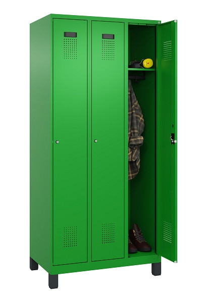 C+P Spind Evolo PLUS, mit Füßen, 3 Abteile, 1950x900x500mm, 6037/6037, Verschluss Zylinderschloss, Ablageböden 3, 049010-30 S10053