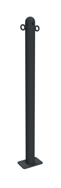 Schake Absperrstilpfosten Typ 468PB -ortsfest-, zum Aufdübeln, Ø 60mm, mit Halbkugel, beschichtet RAL 7016, mit 2 Ösen, 468PB+2