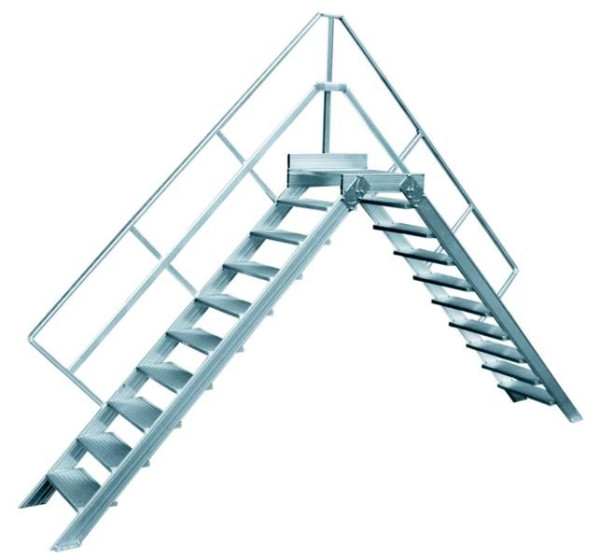 HYMER Überstieg stationär, Treppenneigung 45°, Stufenbreite 600 mm, 10 Stufen, Standhöhe 2,10 m, 22410610