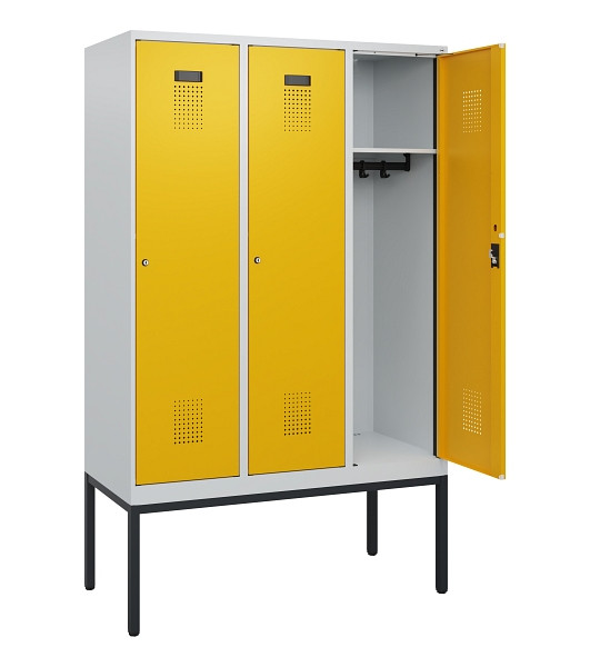 C+P Spind Evolo PLUS, Gestell, 3 Abteile, 1950x1200x500mm, 7035/1004, Zylinderschloss, 0490305-32 S10018