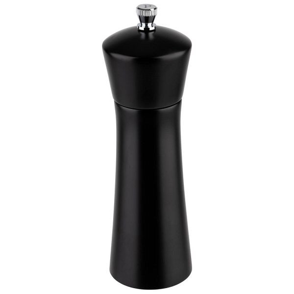 APS Pfeffermühle, Gewürzmühle aus Akazienholz, Mahlwerk aus Carbonstahl, Ø 5 cm, Höhe 17 cm, schwarz, 40578