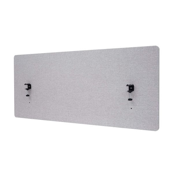 Mendler Akustik-Tischtrennwand HWC-G75, Büro-Sichtschutz Schreibtisch Pinnwand, doppelwandig Stoff/Textil, 60x140cm grau, 71931+71943