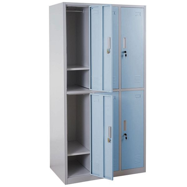 Mendler Schließfach Boston T829, Schließfachschrank Wertfachschrank Spind, Metall 6 Fächer, blau, 54029